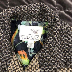 Tabitha Wool/Polyester DBL Breasted Navy/Camel short coat Size M